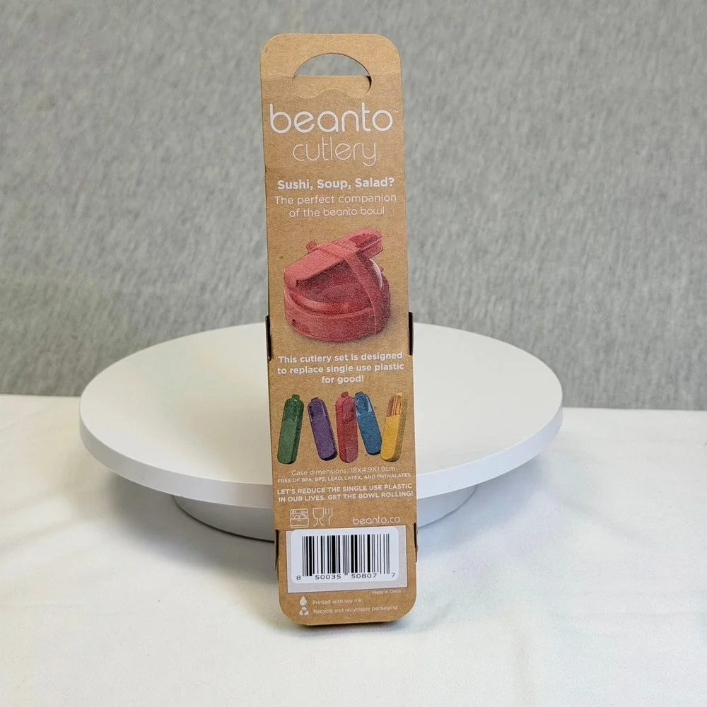 Beanto Cutlery Reusable Travel Set Green Knife Spork Chopsticks BPA Free New